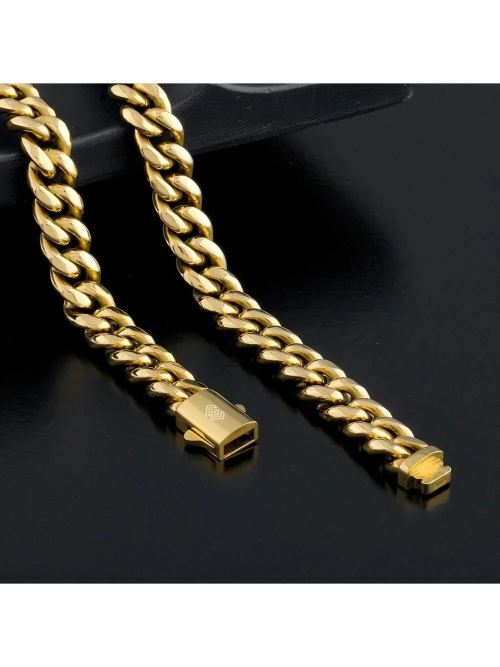 Men's Gold 8mm Cuban Link Chain 316l Stainless Steel 18k Gold Plated Gift